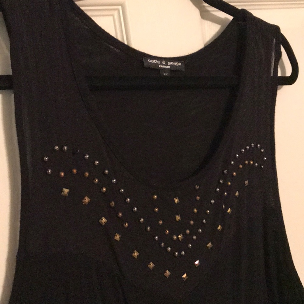 Cable and Gauge fine-knit beaded top sz 2x